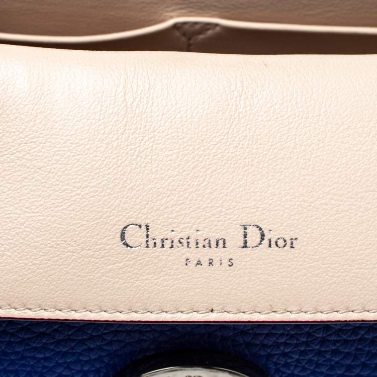 Pre Owned Dior Blue Leather Small Be Dior Flap Top Handle Bag