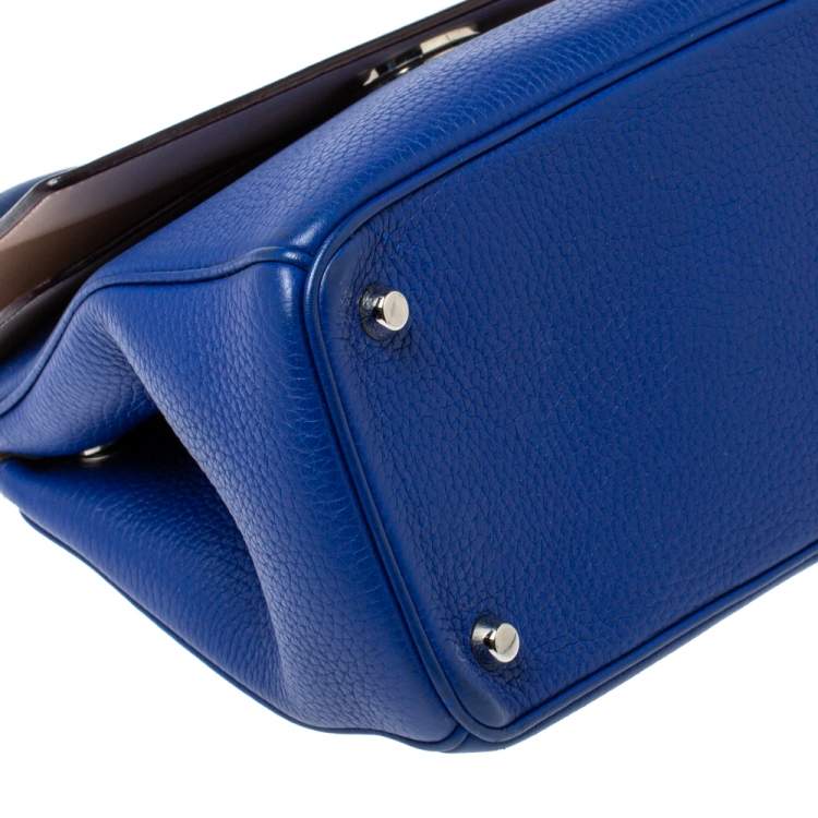 Pre Owned Dior Blue Leather Small Be Dior Flap Top Handle Bag