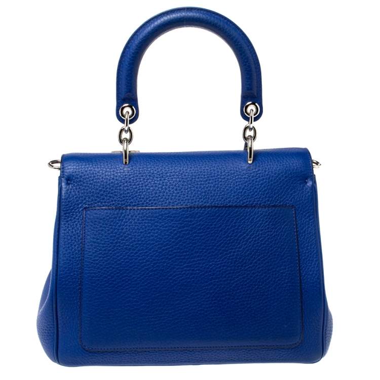 Pre Owned Dior Blue Leather Small Be Dior Flap Top Handle Bag