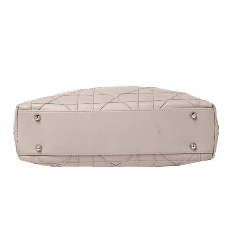 Pre Owned Dior Light Grey Cannage Leather Granville Chain Link Tote