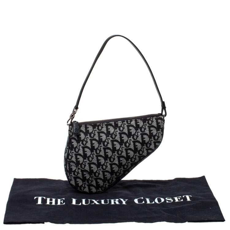 Pre Owned Dior Black Diorissimo Canvas and Leather Saddle Bag