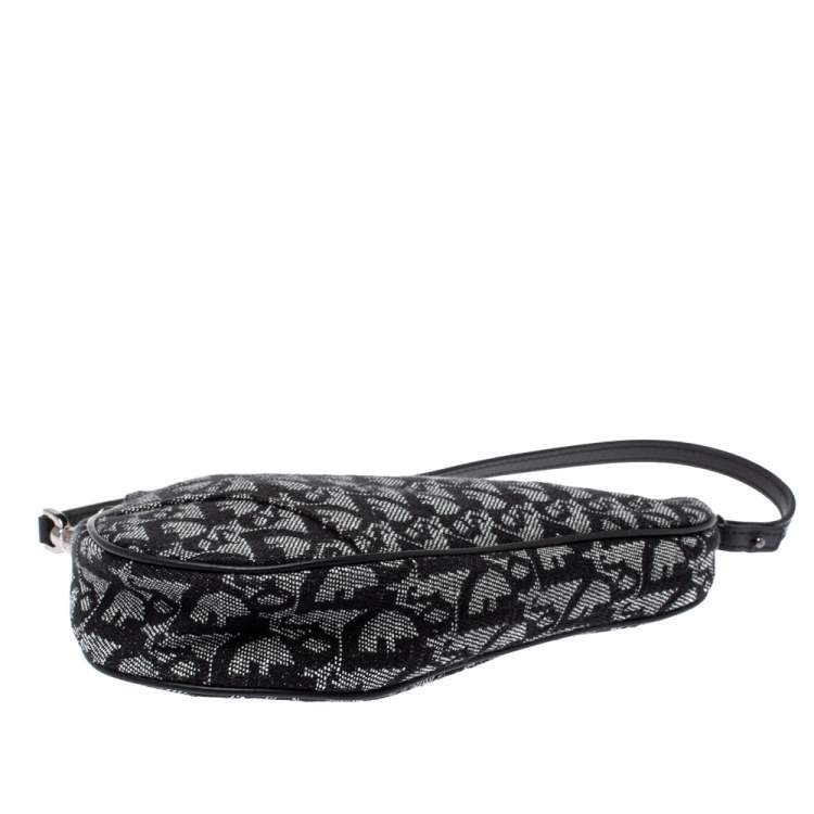 Pre Owned Dior Black Diorissimo Canvas and Leather Saddle Bag