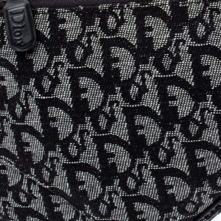 Pre Owned Dior Black Diorissimo Canvas and Leather Saddle Bag
