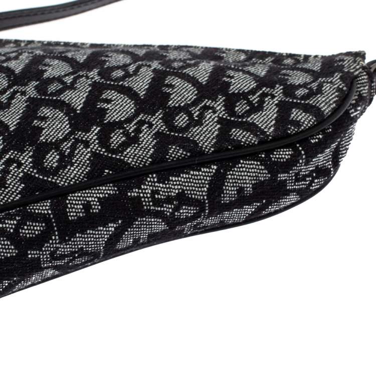 Pre Owned Dior Black Diorissimo Canvas and Leather Saddle Bag