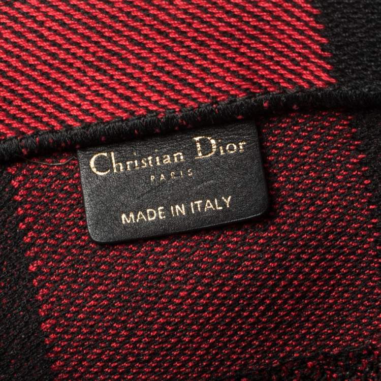 Pre Owned Dior Red/Black Plaid Canvas Book Tote