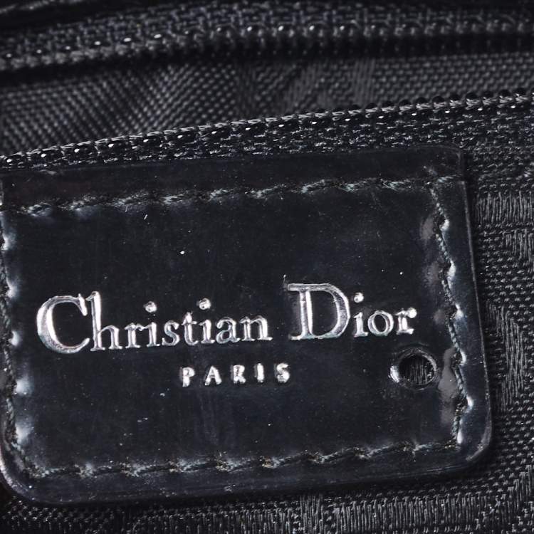 Pre Owned Dior Black/White Patent Leather and Calf Hair Zebra Print Vintage Mini Lady Dior Tote