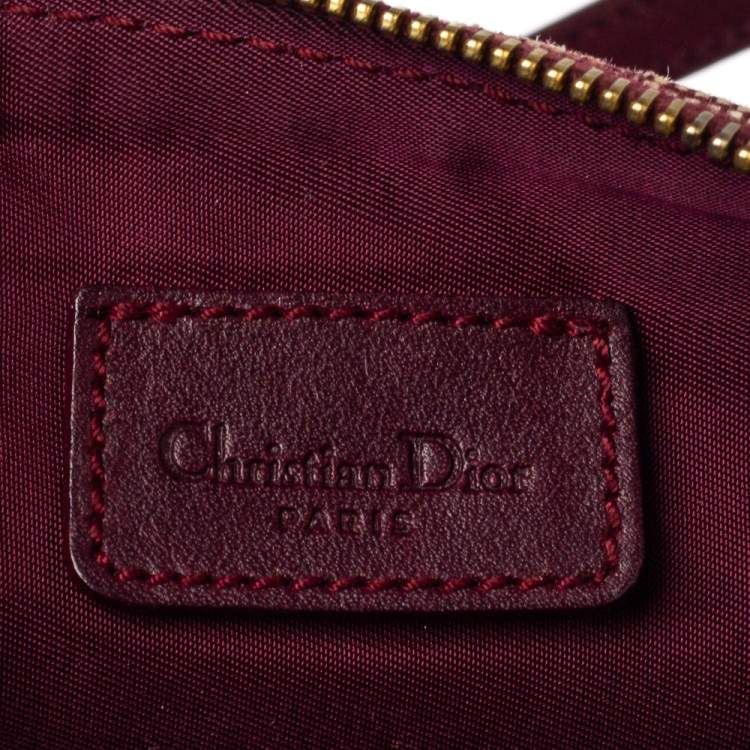 Pre Owned Dior Burgundy Diorissimo Canvas and Leather Saddle Bag