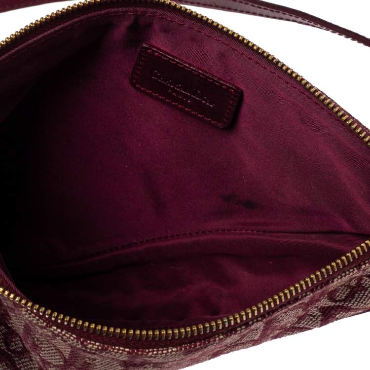 Pre Owned Dior Burgundy Diorissimo Canvas and Leather Saddle Bag