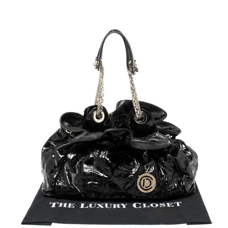 Pre Owned Dior Black Cannage Patent Leather Le Trente Hobo