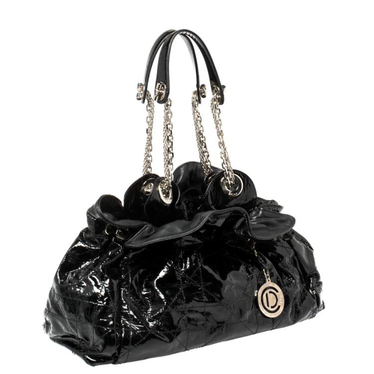 Pre Owned Dior Black Cannage Patent Leather Le Trente Hobo