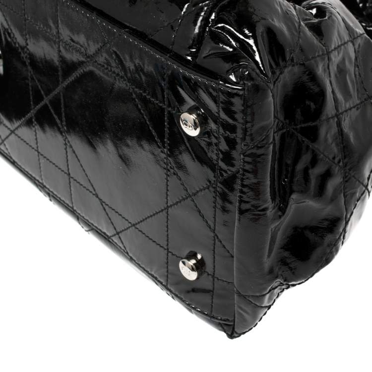 Pre Owned Dior Black Cannage Patent Leather Le Trente Hobo