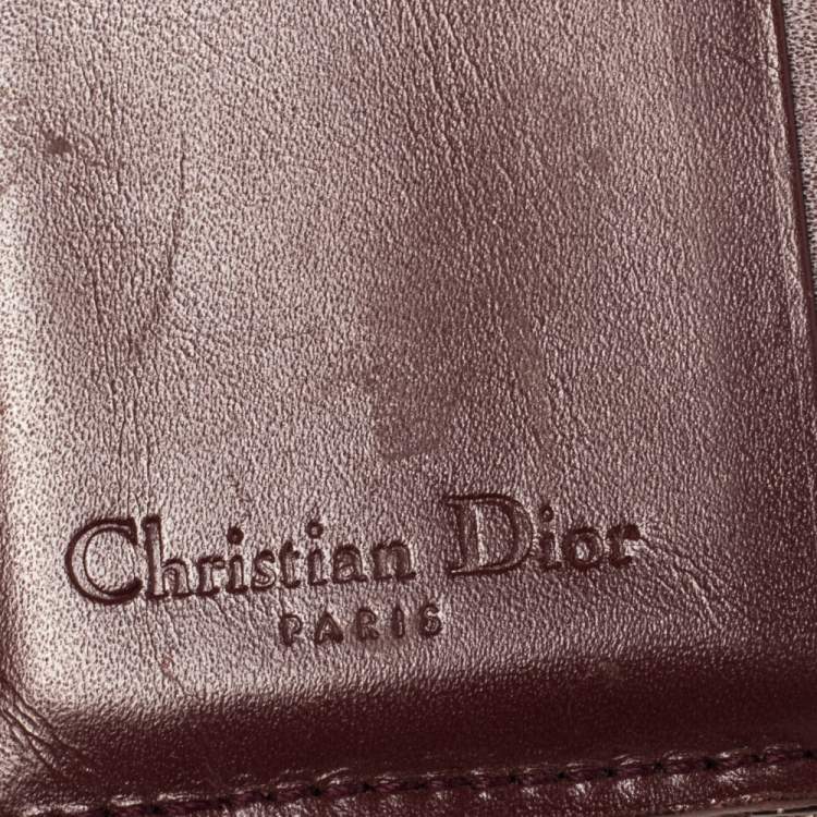 Pre Owned Dior Maroon Diorissimo Canvas Saddle Compact Wallet