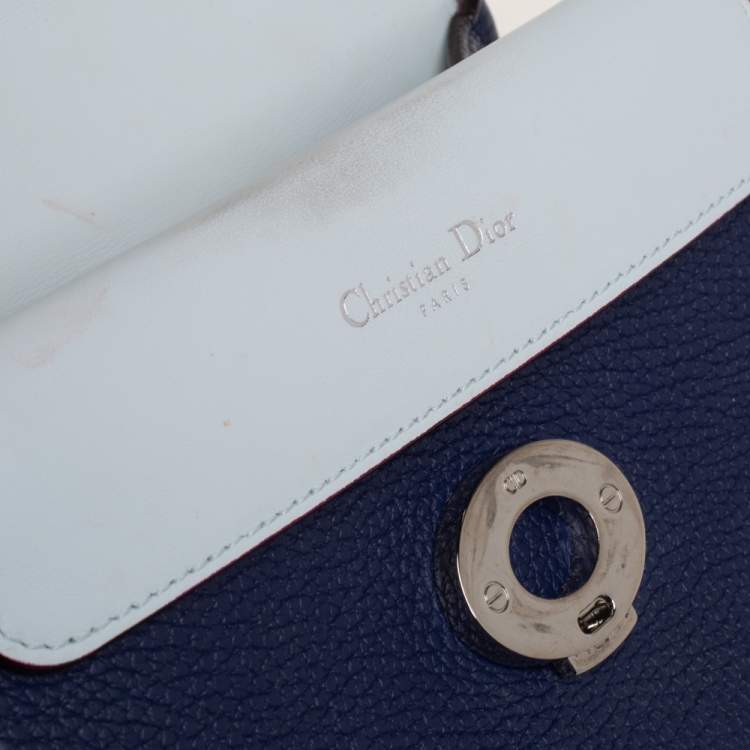 Pre Owned Dior Navy Blue Leather Mini Be Dior Top Handle Bag
