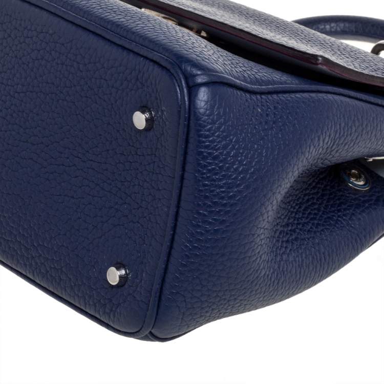 Pre Owned Dior Navy Blue Leather Mini Be Dior Top Handle Bag