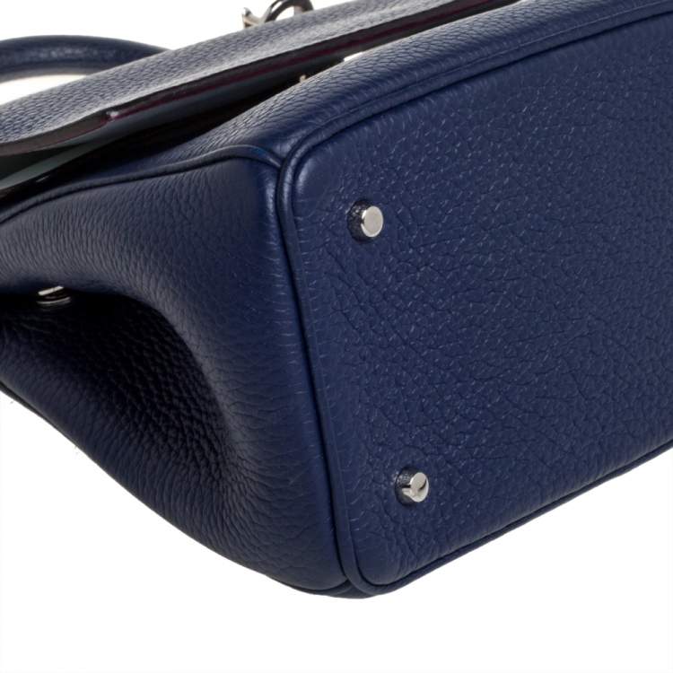 Pre Owned Dior Navy Blue Leather Mini Be Dior Top Handle Bag