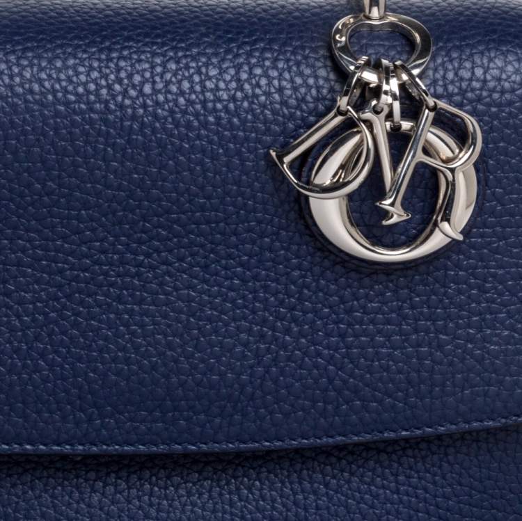 Pre Owned Dior Navy Blue Leather Mini Be Dior Top Handle Bag
