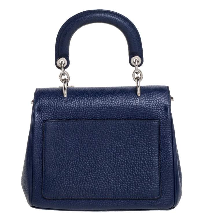 Pre Owned Dior Navy Blue Leather Mini Be Dior Top Handle Bag