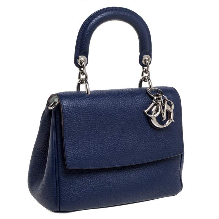 Pre Owned Dior Navy Blue Leather Mini Be Dior Top Handle Bag
