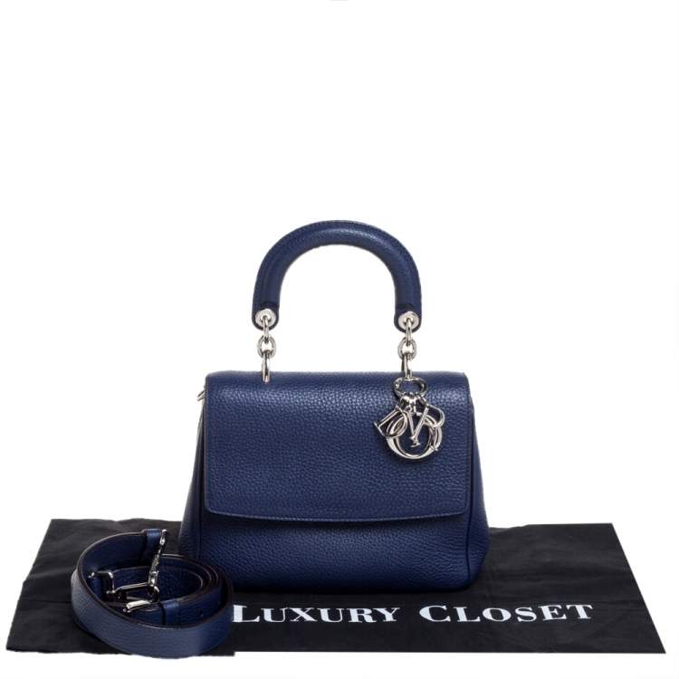 Pre Owned Dior Navy Blue Leather Mini Be Dior Top Handle Bag