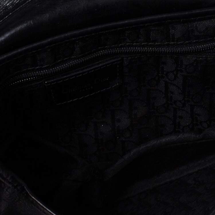 Pre Owned Dior Black Leather Hardcore Piercing Saddle Bag
