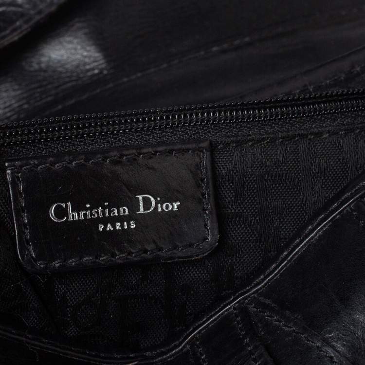 Pre Owned Dior Black Leather Hardcore Piercing Saddle Bag