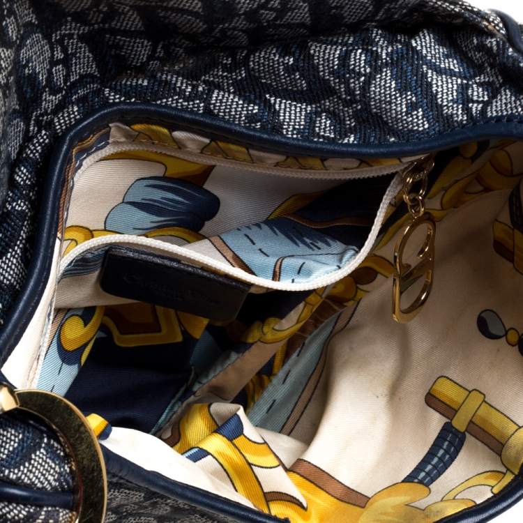 Pre Owned Dior Blue Diorissimo Canvas and Leather Saddle Bag