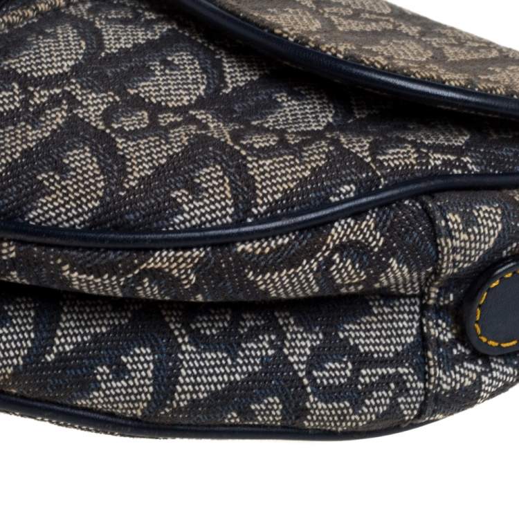 Pre Owned Dior Blue Diorissimo Canvas and Leather Saddle Bag