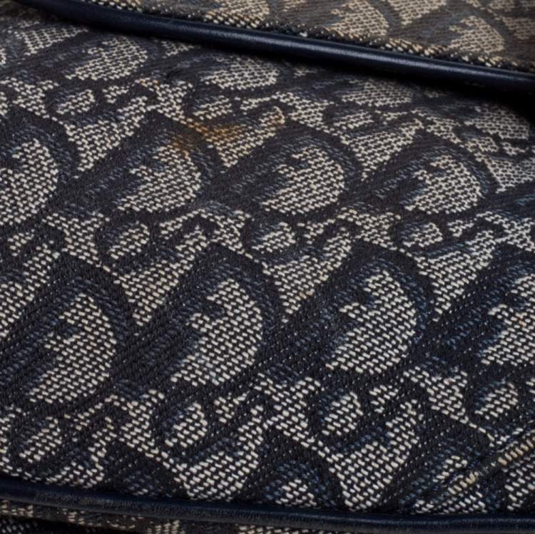 Pre Owned Dior Blue Diorissimo Canvas and Leather Saddle Bag