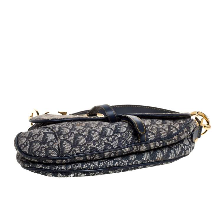 Pre Owned Dior Blue Diorissimo Canvas and Leather Saddle Bag