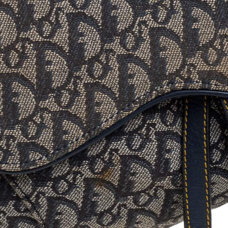 Pre Owned Dior Blue Diorissimo Canvas and Leather Saddle Bag