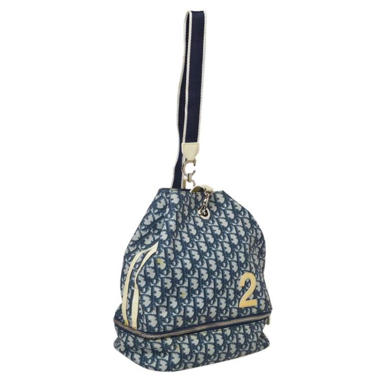 Pre Owned Dior Blue/Cream Oblique Canvas No.2 Trotter Sling Bag