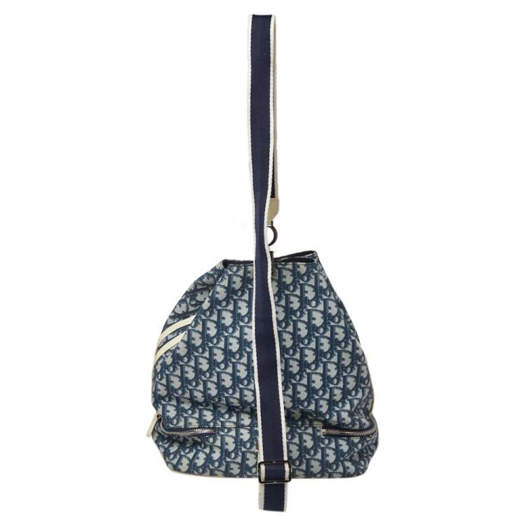 Pre Owned Dior Blue/Cream Oblique Canvas No.2 Trotter Sling Bag