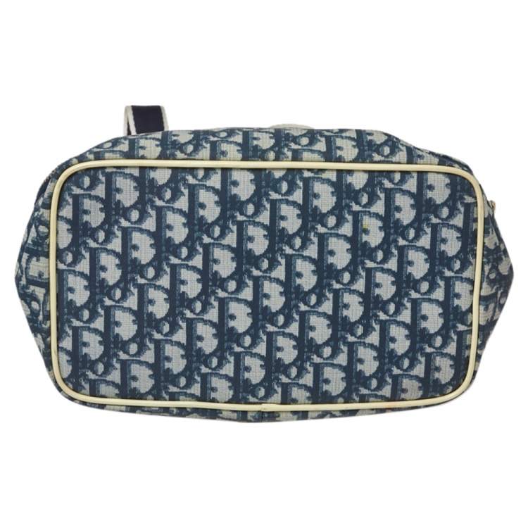 Pre Owned Dior Blue/Cream Oblique Canvas No.2 Trotter Sling Bag