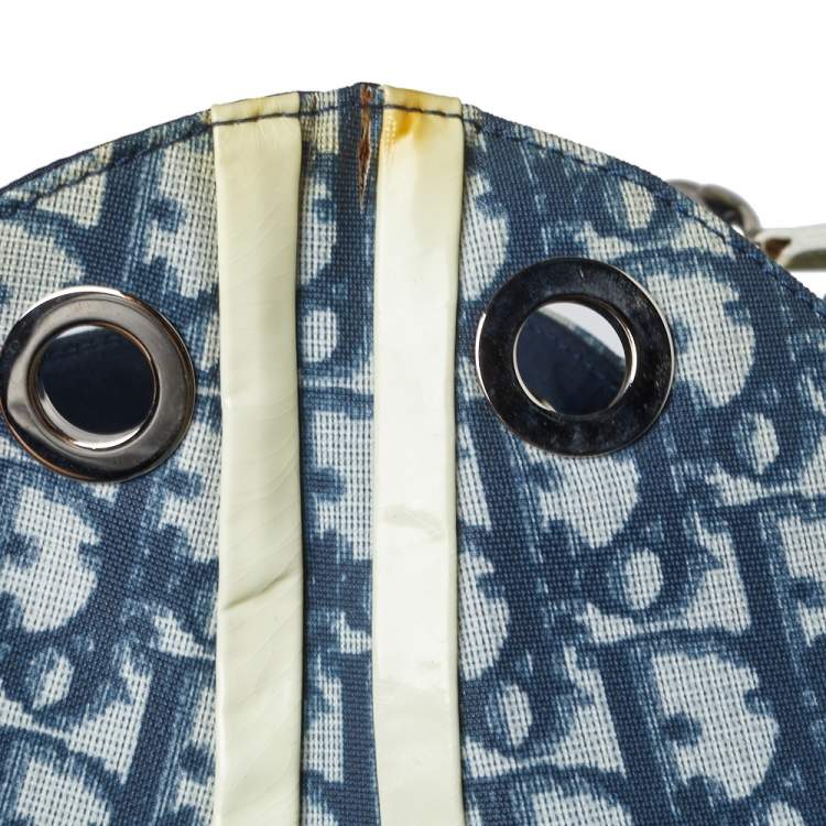 Pre Owned Dior Blue/Cream Oblique Canvas No.2 Trotter Sling Bag