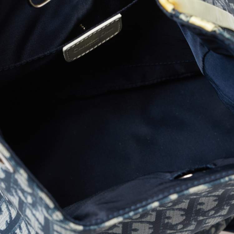 Pre Owned Dior Blue/Cream Oblique Canvas No.2 Trotter Sling Bag