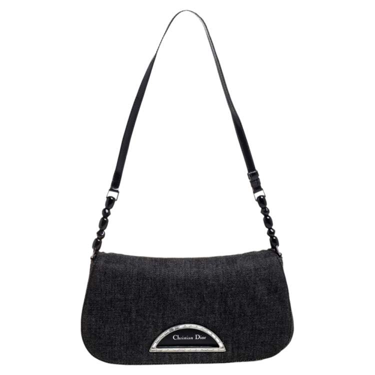 Pre Owned Dior Black Denim Malice Shoulder Bag