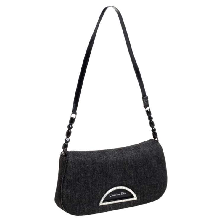 Pre Owned Dior Black Denim Malice Shoulder Bag