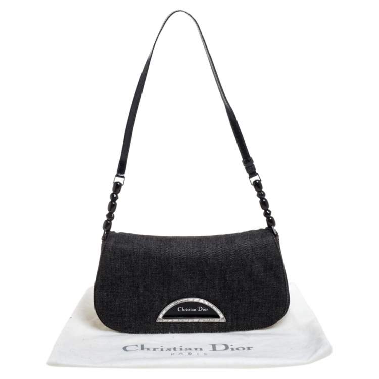 Pre Owned Dior Black Denim Malice Shoulder Bag