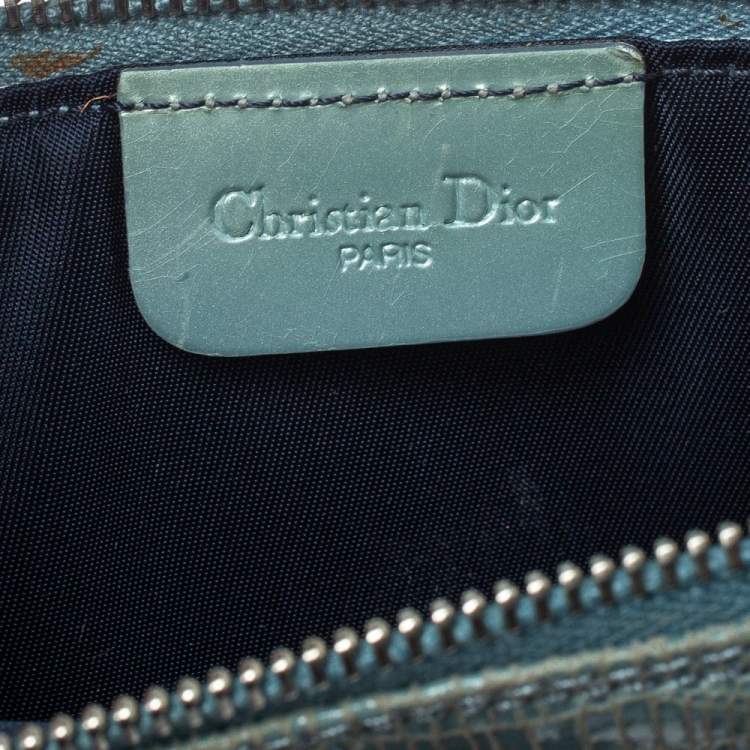 Pre Owned Dior Blue Lizard Effect Suede Saddle Bag