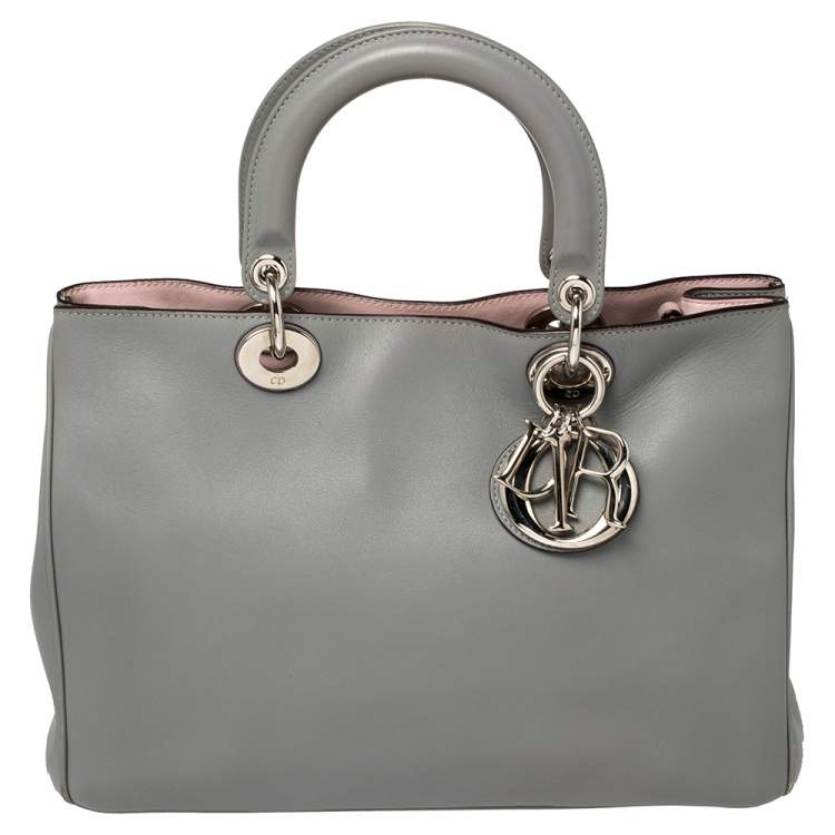 Dior Grey Leather Medium Diorissimo Shopper Tote Dior | The Luxury Closet