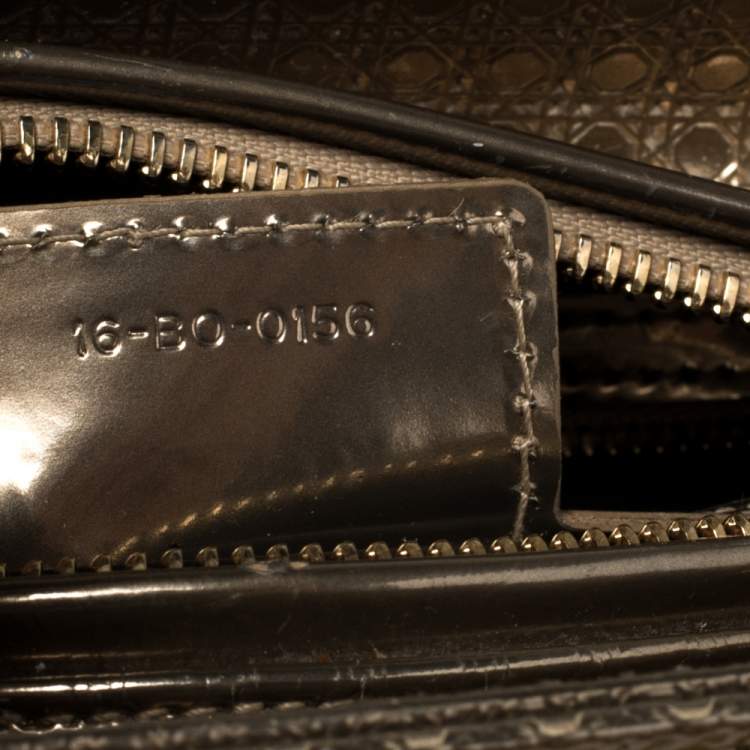 Pre Owned Dior Metallic Ombre Gold Microcannage Patent Leather Medium Lady Dior Tote