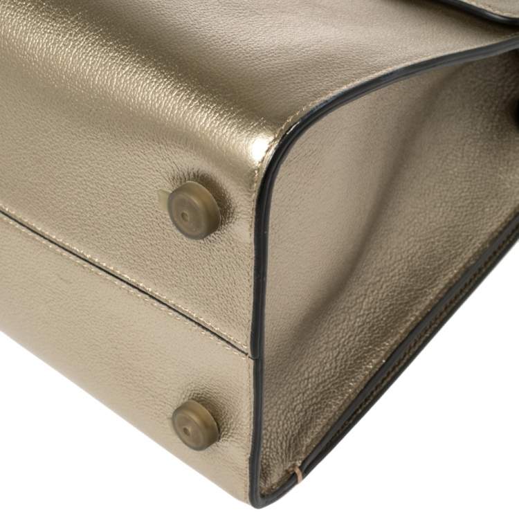 Pre Owned Dior Metallic Gold Leather Medium Diorever Bag