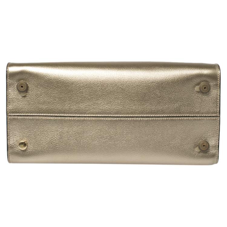 Pre Owned Dior Metallic Gold Leather Medium Diorever Bag
