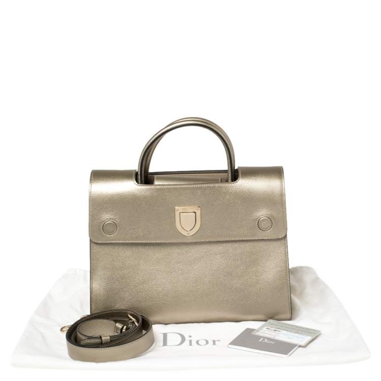 Pre Owned Dior Metallic Gold Leather Medium Diorever Bag