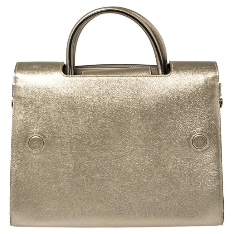 Pre Owned Dior Metallic Gold Leather Medium Diorever Bag