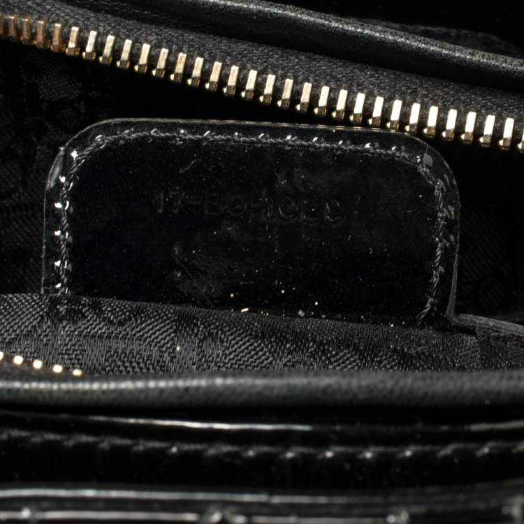 Pre Owned Dior Black Cannage Quilted Patent Leather Large Lady Dior Tote