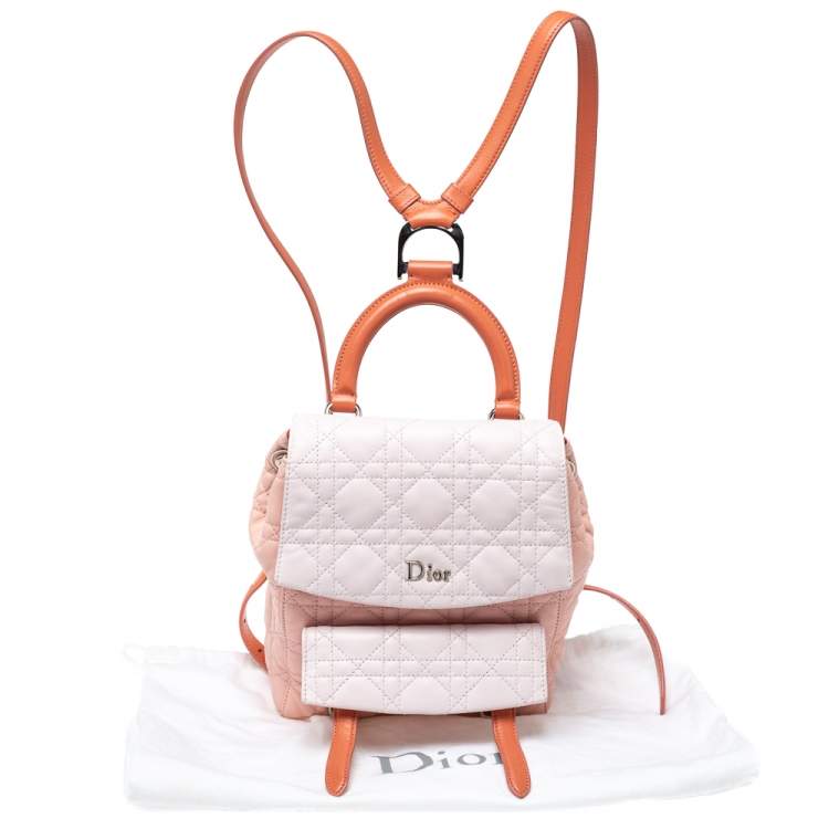 Pre Owned Dior Blush Pink/Ivory Cannage Leather Stardust Backpack