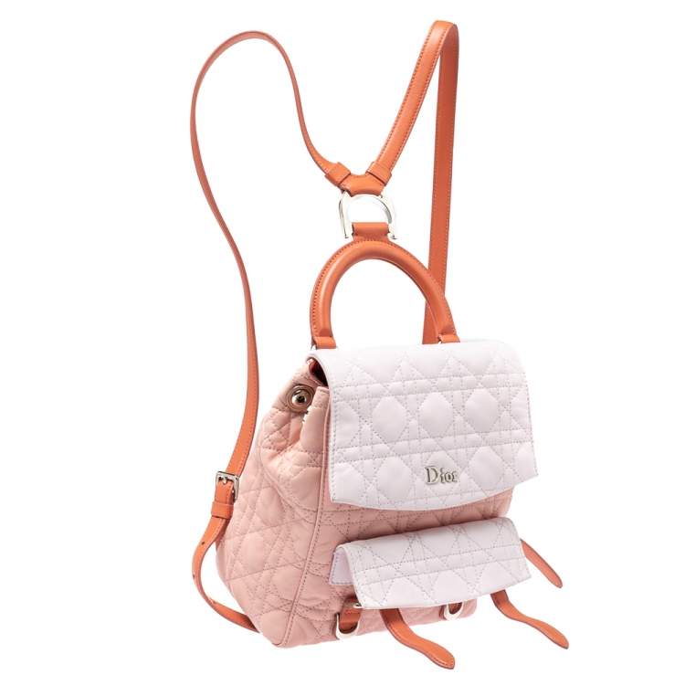 Pre Owned Dior Blush Pink/Ivory Cannage Leather Stardust Backpack