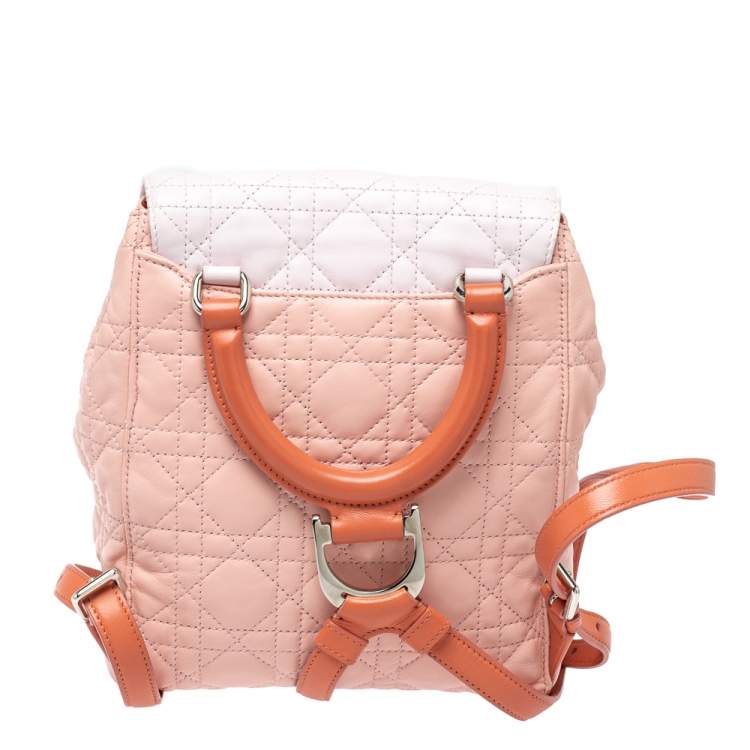 Pre Owned Dior Blush Pink/Ivory Cannage Leather Stardust Backpack