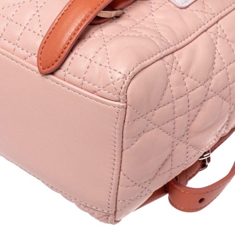 Pre Owned Dior Blush Pink/Ivory Cannage Leather Stardust Backpack